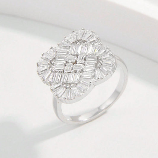 925 Sterling Silver Zircon Geometric Shape Ring