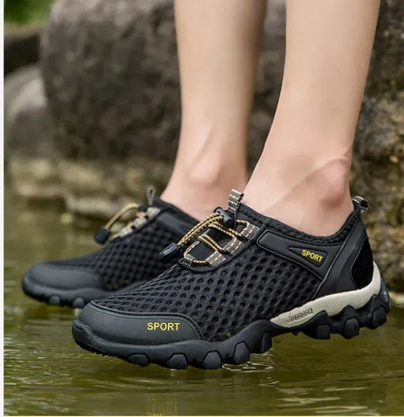 2024 Shoes for Man Mesh Men's Vulcanize Shoes Breathable Male Sneakers Lace Up Outdoor Walking Anti-slip Men's Casual Sneakers