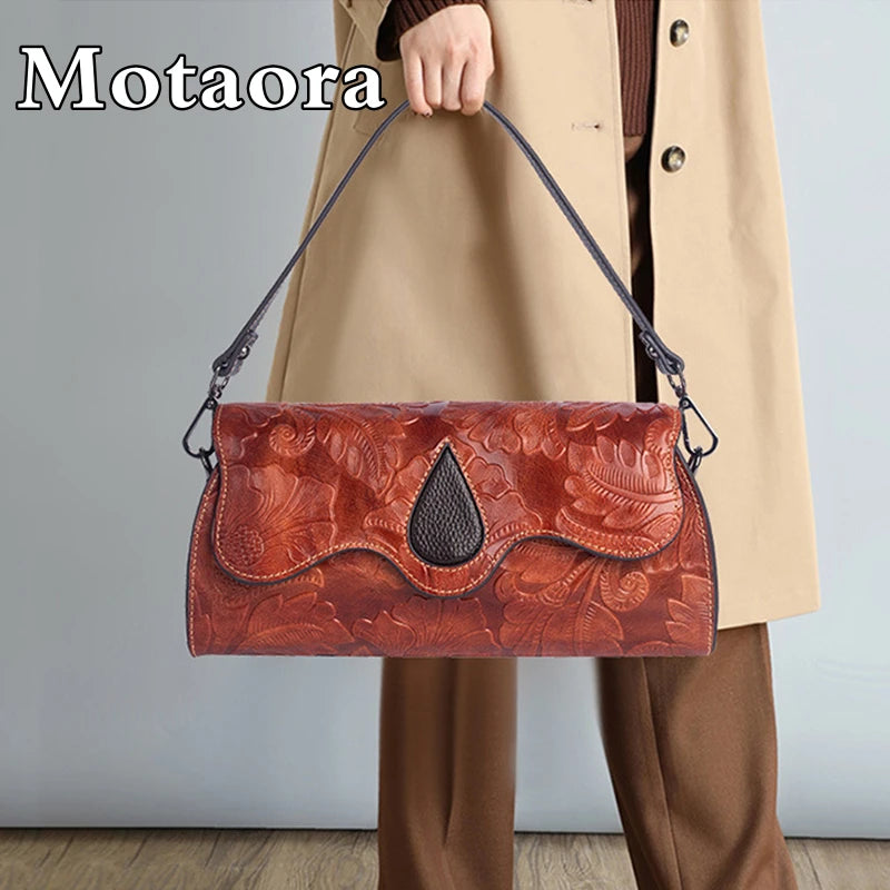 Retro Handbags For Women Genuine Leather Handle Bag 2024 Trend Designer Luxury Female Handbag Ladies Moblie Phone Bags