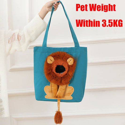 Soft Pet Carriers Lion Design Portable Breathable Bag Cat Dog Carrier Bags Outgoing Travel Pets Handbag with Safety Zippers