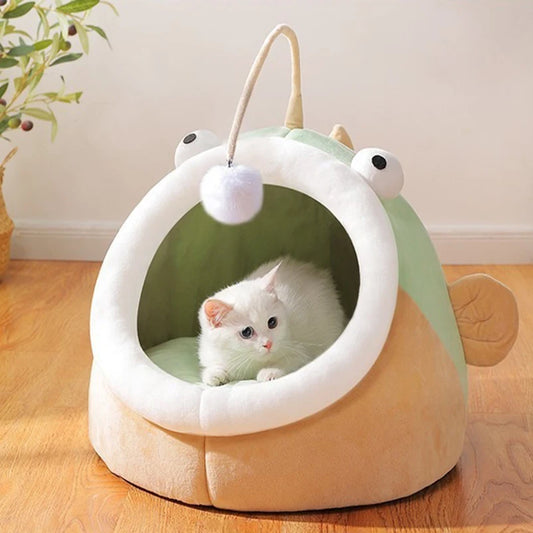 Hot sale with cat stick cat nest cat nest spring and autumn season semi-closed fluffy small cat dog nest pet supplies