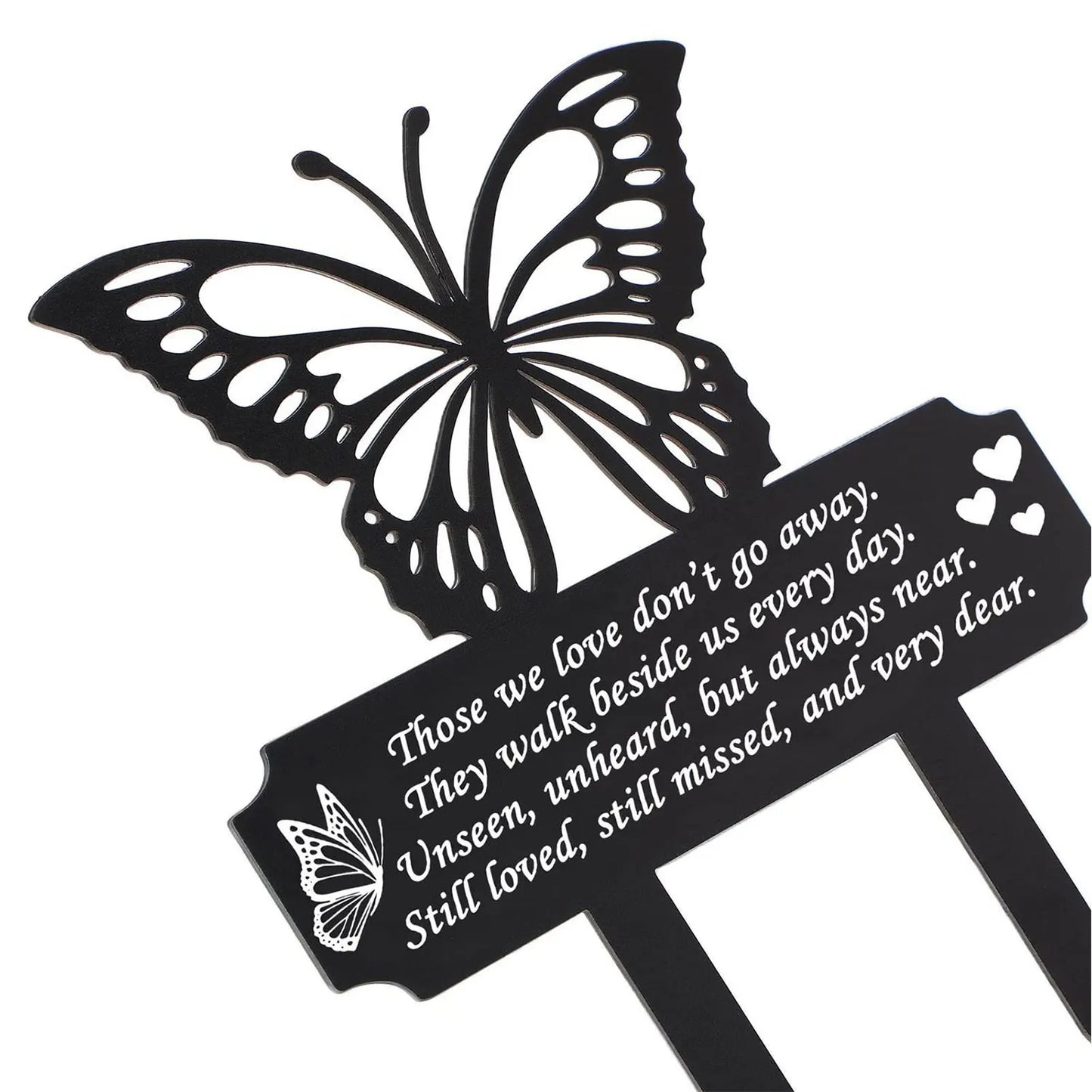 Memorial Stake Marker Outdoor Patio Black Garden Butterfly Decoration Gift Cemetery Memorial Plaque Butterfly Grave