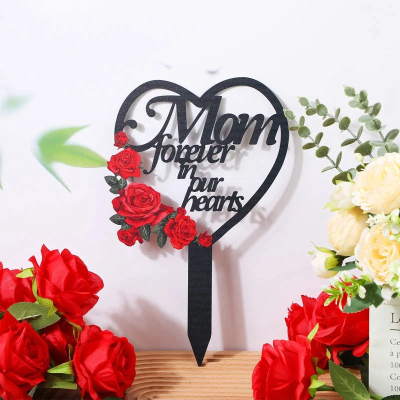 Memorial Sign Marker Grave Garden Yard Signs Pet Commemorative Decorations Heart Shaped Stake Metal Cemetery Stakes Ornaments