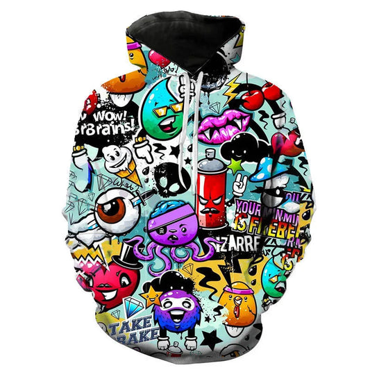New Graffiti Hoodies Boys Girls Children 3D Print Sweatshirt Funny Art Sportswear Casual Boy Girl Kids Cool Hoodie Clothing