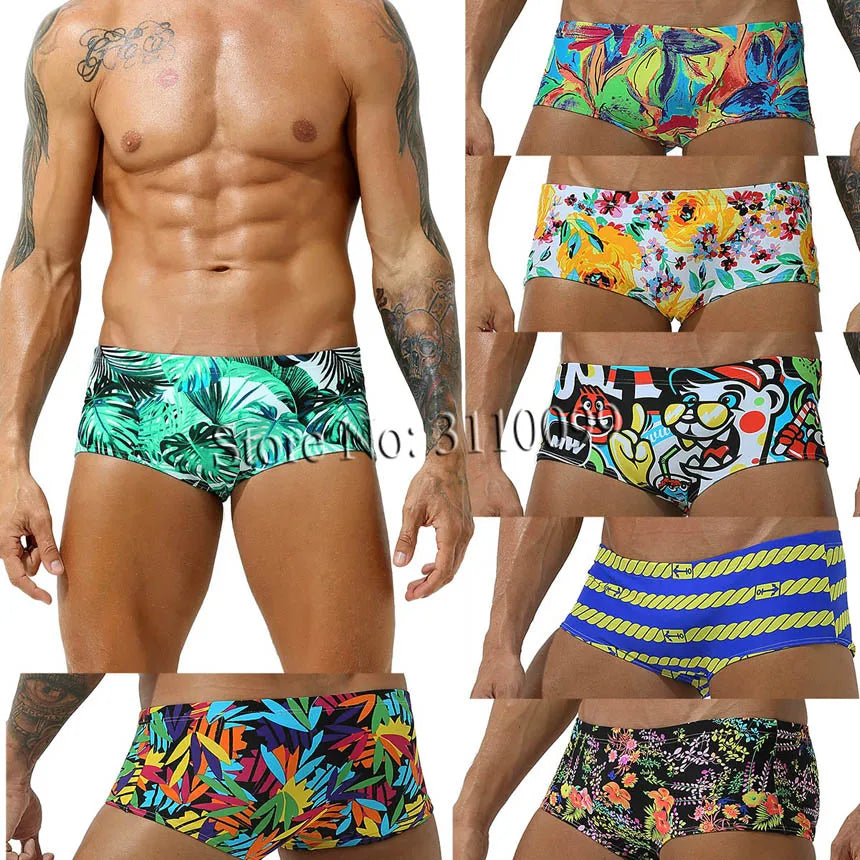 Men's Swimwear Elastic Swim Bikini Briefs Board Surf Shorts Boxer Swimsuits Underwear
