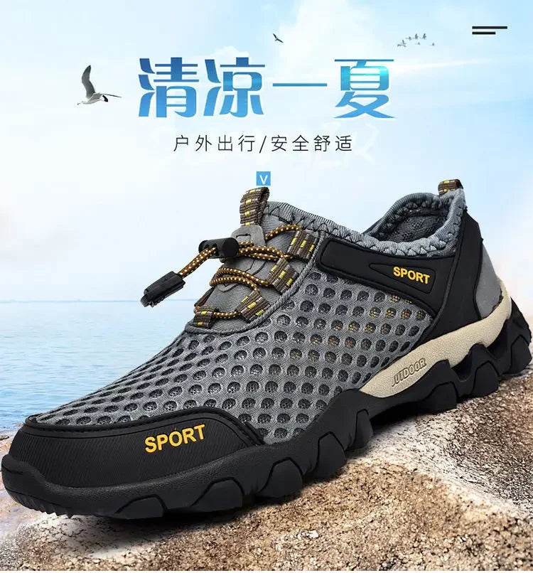Men Breathable Sneakers 2024 Summer Fashion Shoes for Men Climbing Hiking Shoes Outdoor Beach Barefoot Wading Shoes Tenis Homem