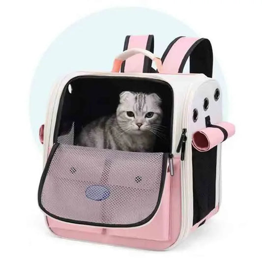 Ventilation Large Capacity Cat Carrier Backpack Adjustable Strap Pet Carrying Bag Foldable Cat Backpack for Outdoor Travel