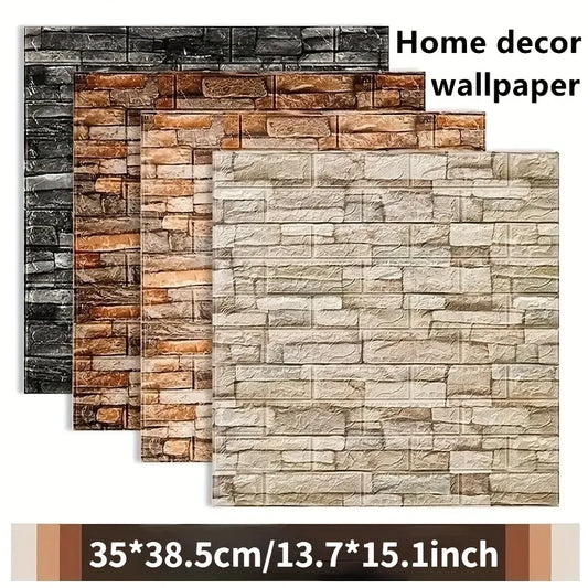 1-10pcs 35x38.5cm / 13.78in x 15.16in DIY self-adhesive 3d wall stickers for bedroom waterproof home decor foam brick wallpaper