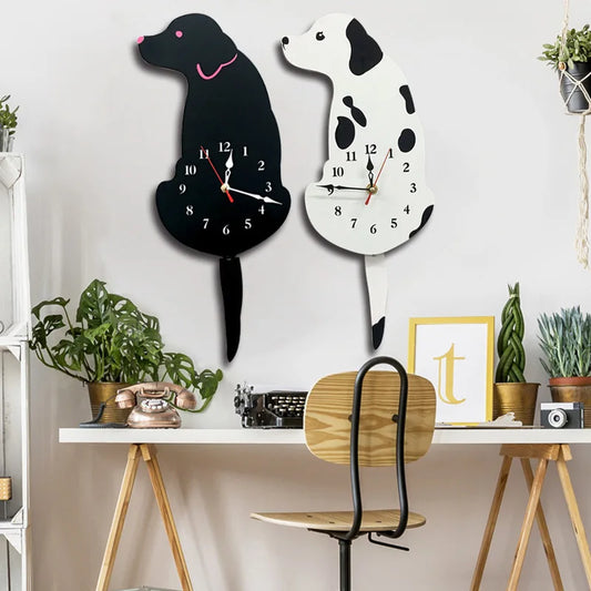 Personality New Diy Clock Living Room Acrylic Wag Tail Dog Home Creative Wall Clock
