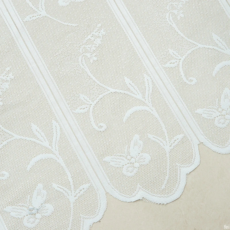 White Lace Short Curtain Window Half Curtains Living Room Decoration Voile Curtain Kitchen Cabinet Drapes Home Decoration