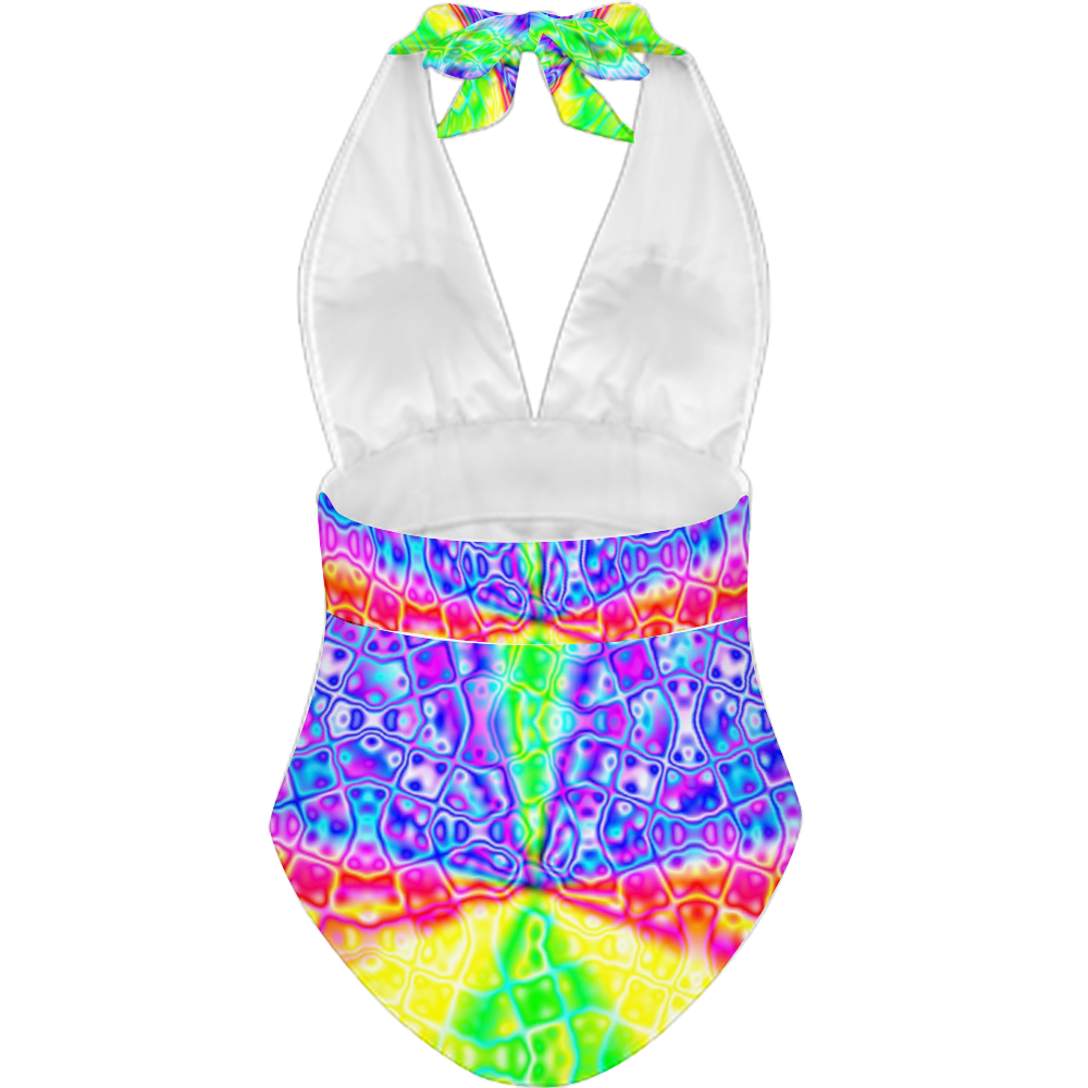 America’s Swag 312 Pastels at the Sea All Over Print Women's Tankini Halterneck One Piece Swimsuit